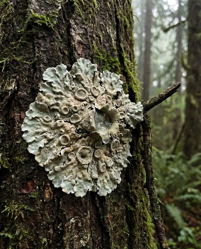 Lichen rosette disguising itself as bark