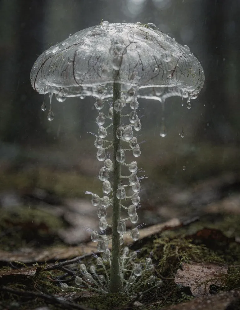 Umbrella-like, translucent being
